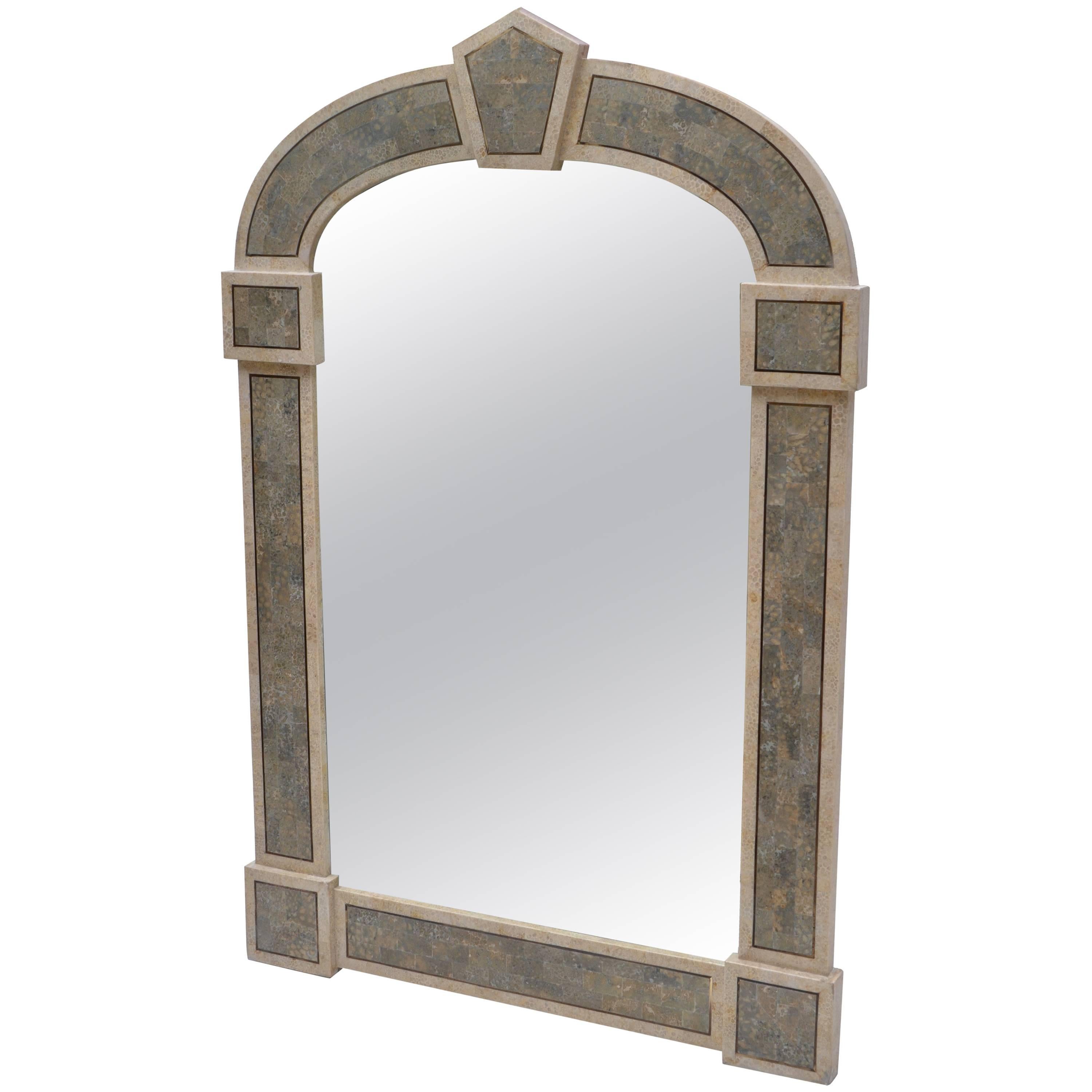 Tessellated Stone over Wood Gothic Shaped Wall Mirror