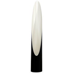 Modern Black and White Fiberglass Cylinder Floor Lamp with Elliptical Opening