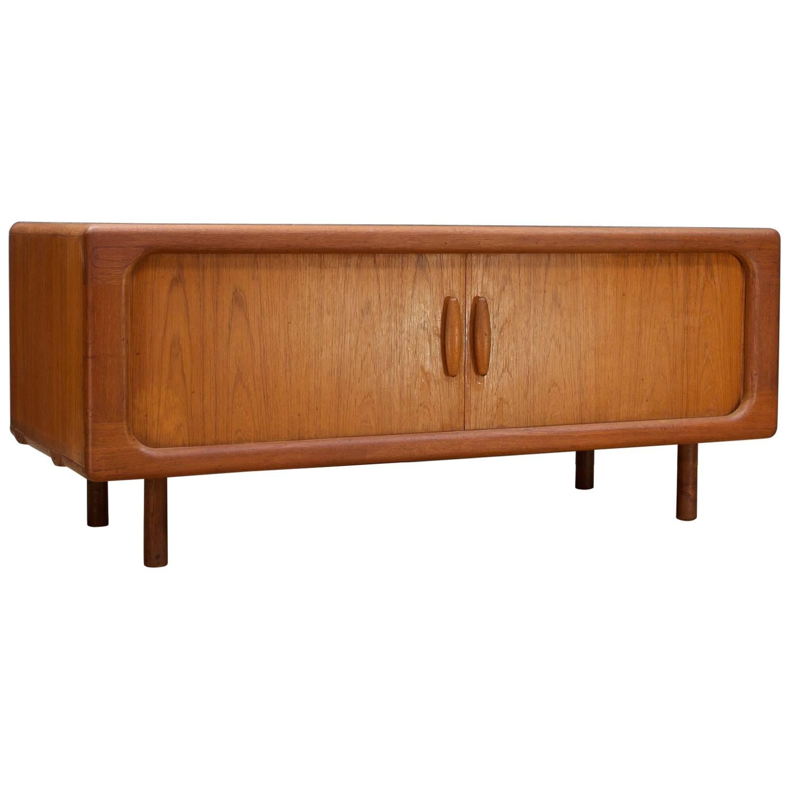 Vintage Mid-Century Danish Teak Tambour Door Low Media Cabinet Console Credenza