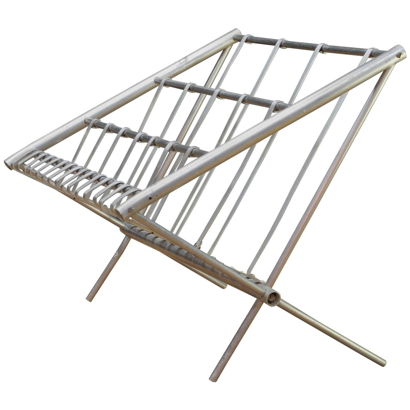 1950s Workshop Craftsman Aluminium Magazine Paper Rack after Richard Galef For Sale