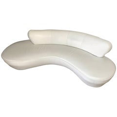 Vladimir Kagan Serpentine Sofa in original weißem Leder für Directional