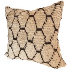 Custom Pillow Cut from a Vintage Moroccan Hand-Loomed Wool Beni Ouarain Rug
