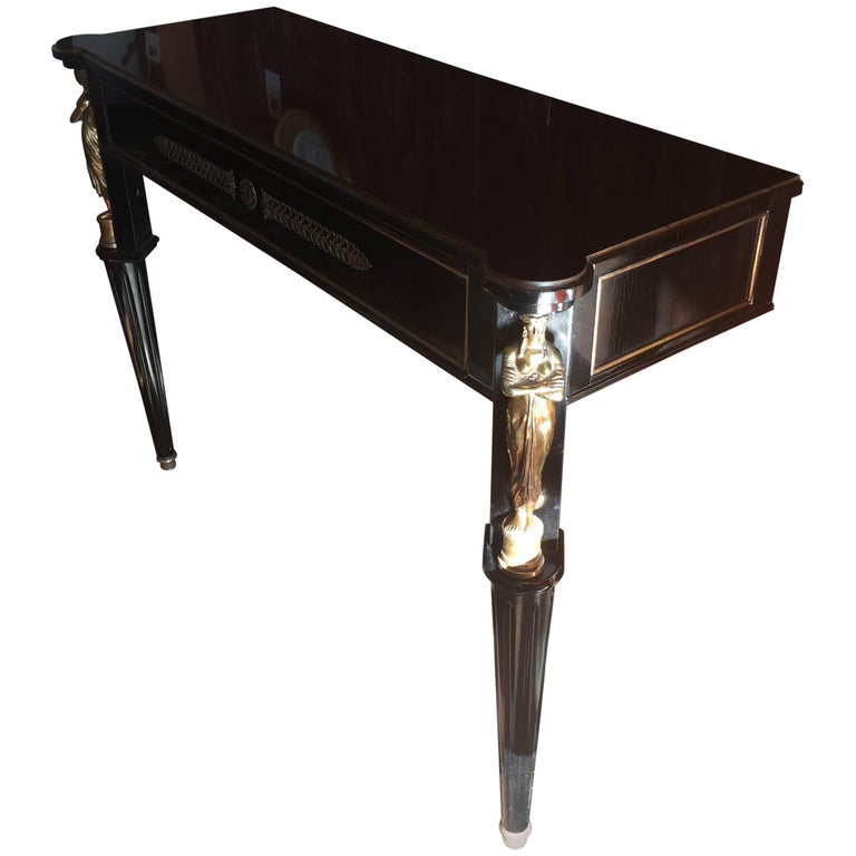 Glamorous Hollywood Regency Neoclassical Black and Gold ...