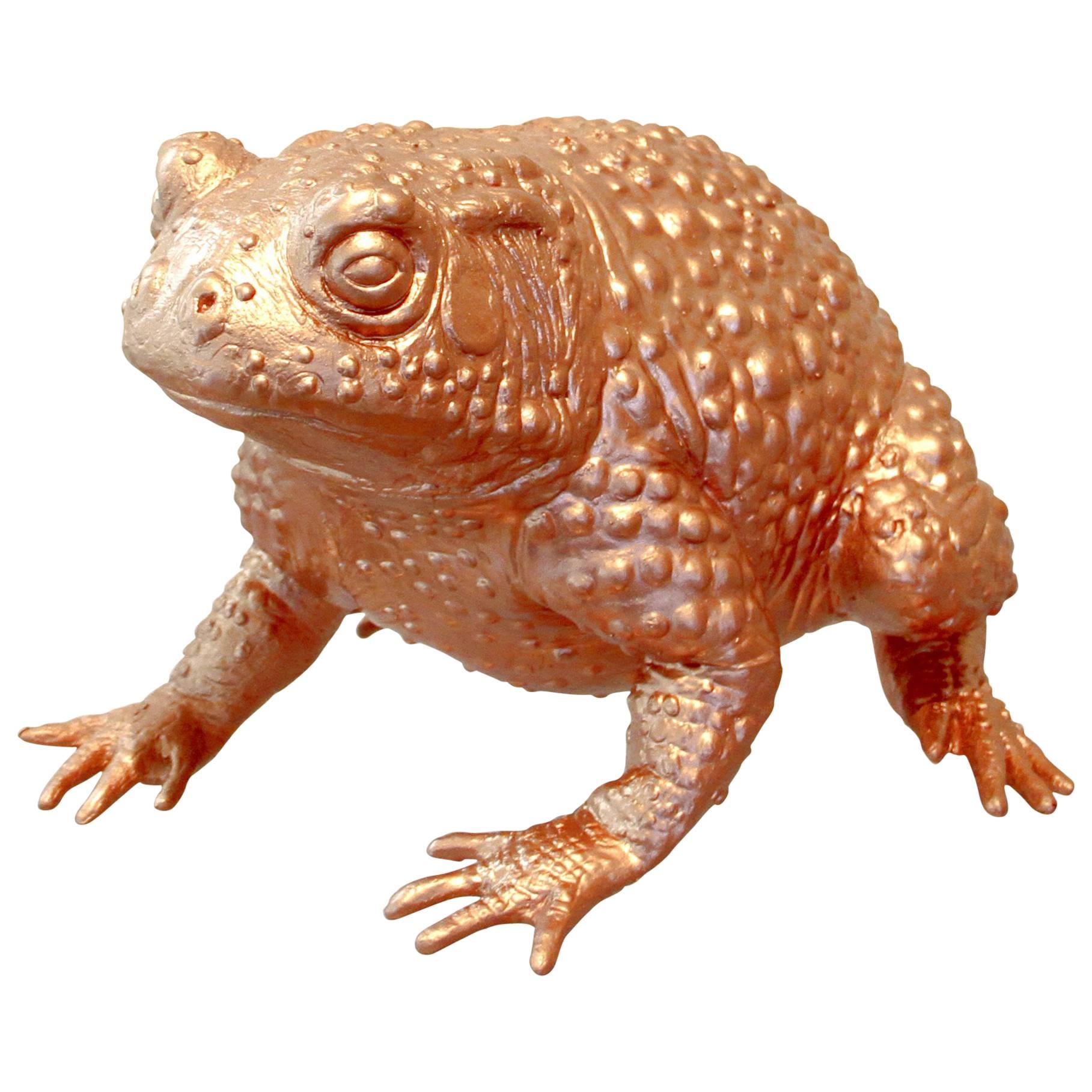 Money Frog Hand Gilded Copper Leaf Decor Tabletop Animal Object For Sale