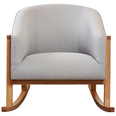 Rosaline Rocking Chair with Solid Wood Frame and Upholstered Barrel Seat