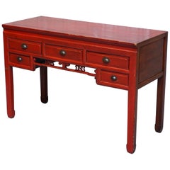 Chinese Red Rosewood Lacquered Solid Teak Desk Good for a Dressing Table as Well