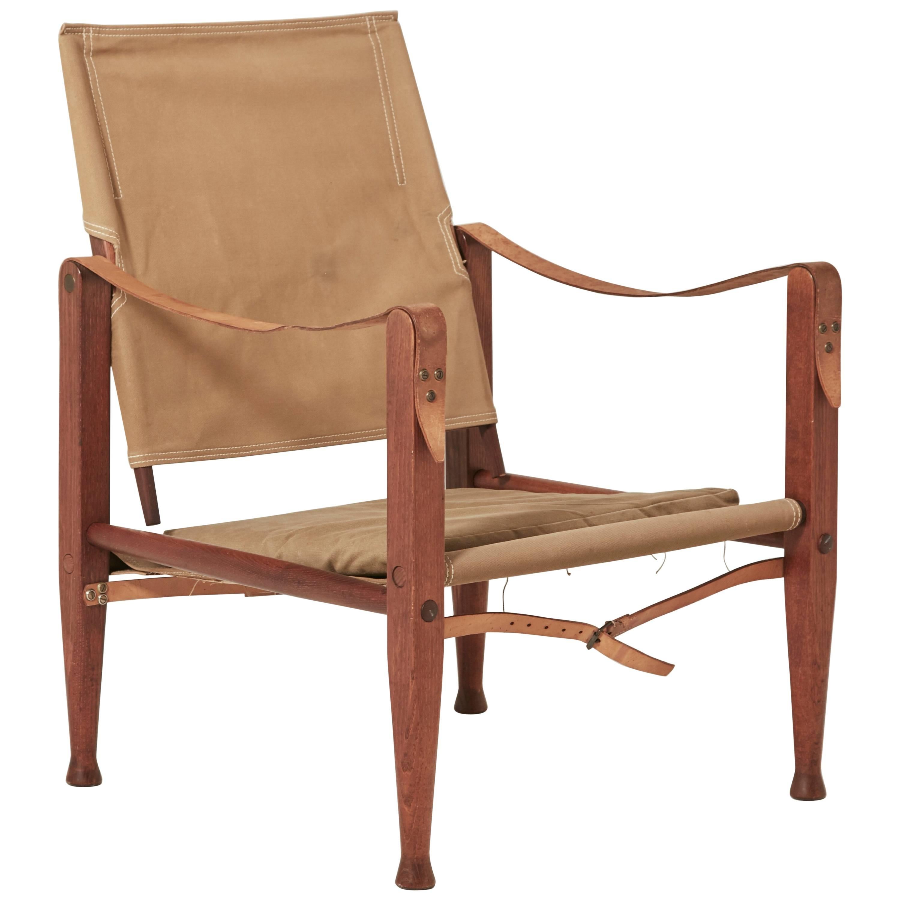 Kaare Klint Safari Chair in Canvas, Made by Rud Rasmussen, Denmark