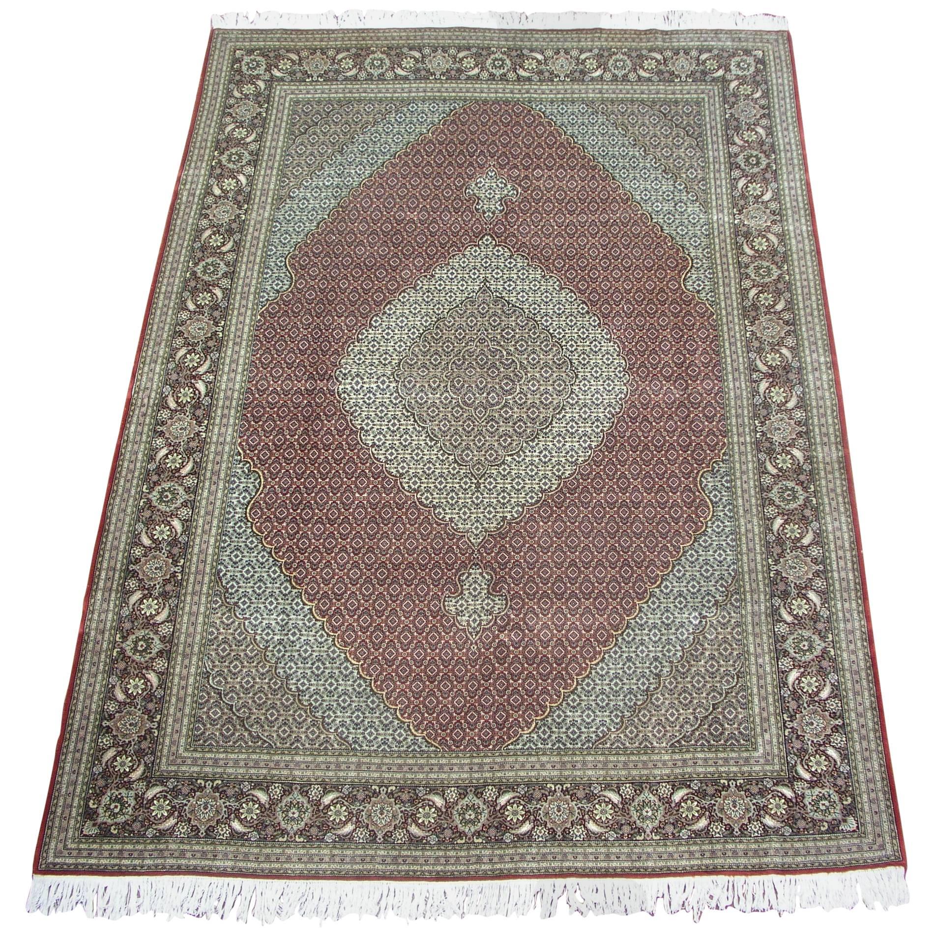 Wool and Silk Persian Tabriz Mahi, 400 KPSI For Sale