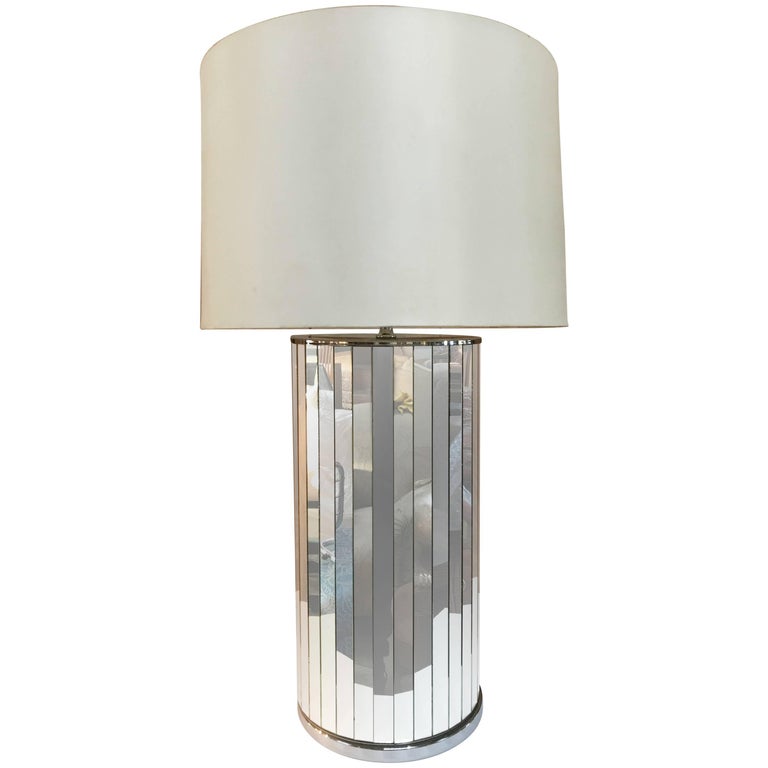 Large Chrome and Panelled Mirror Table Lamp at 1stDibs