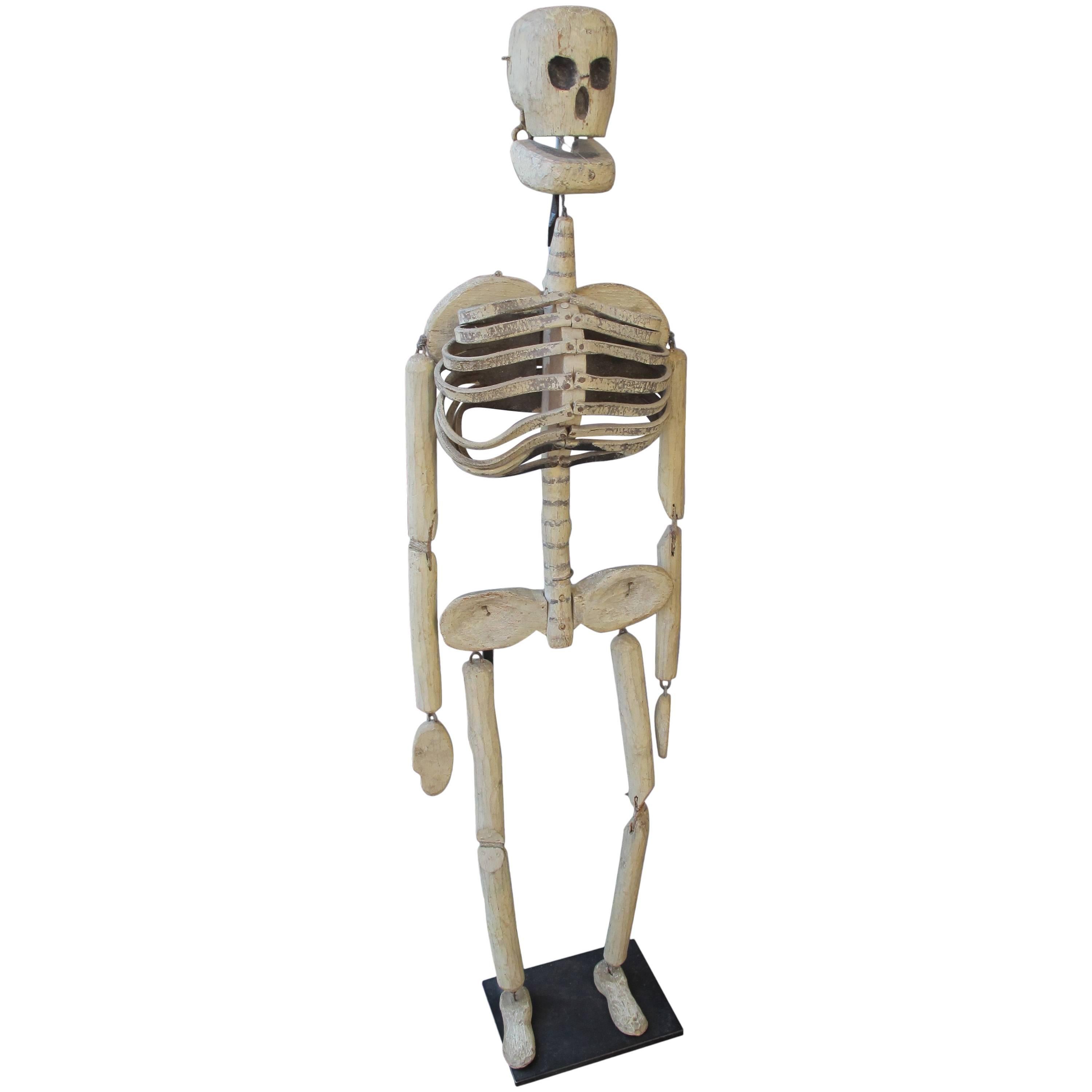 Wood and Leather Skeleton Puppet from Odd Fellows Lodge