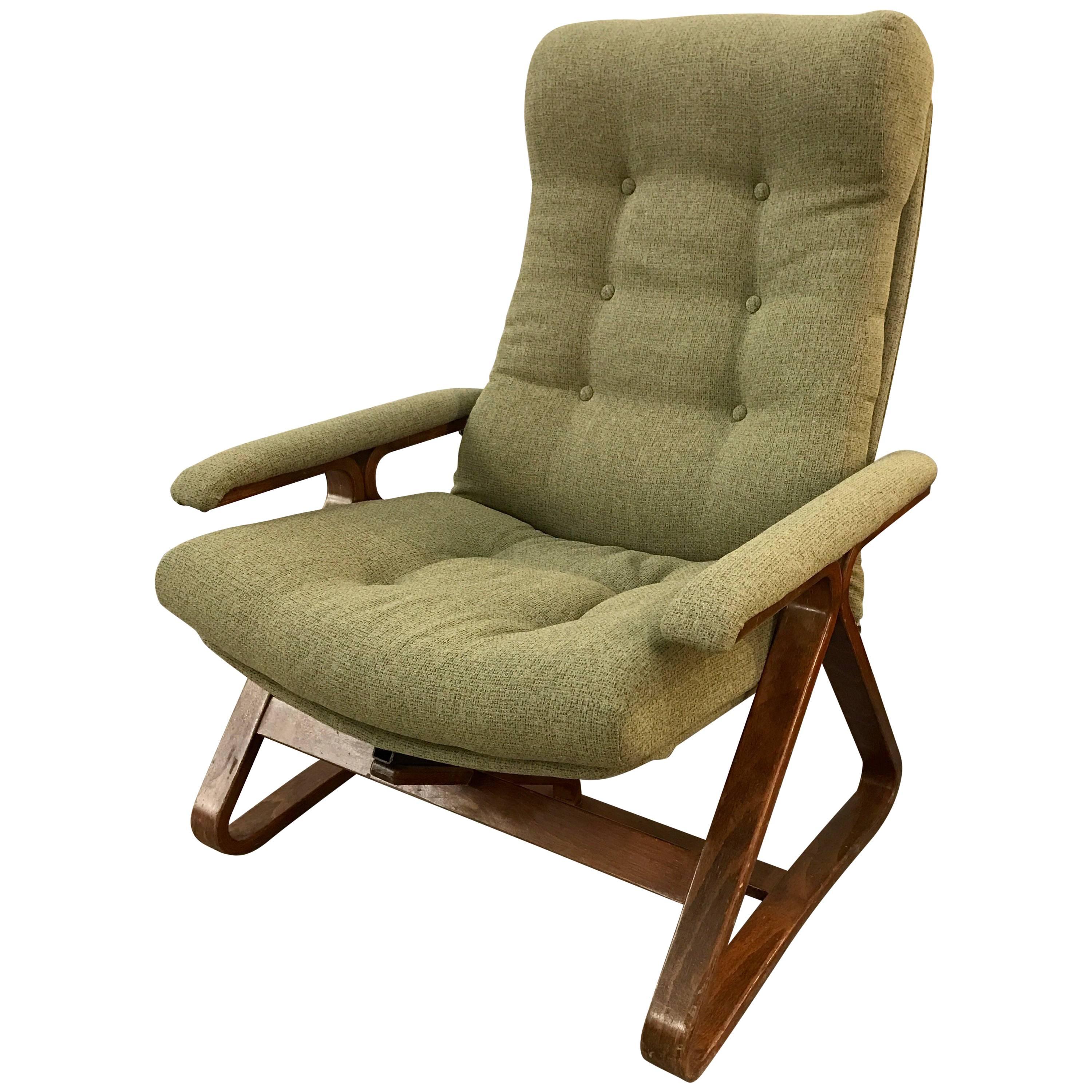 Mid-Century Modern Bentwood Recliner Reclining Lounge Chair