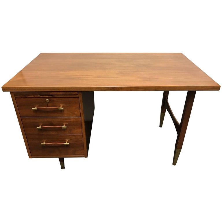 Danish MidCentury Modern Oiled Walnut Desk Writing Table at 1stDibs