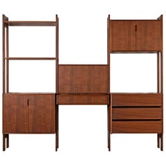 Danish Modern Freestanding Walnut Room Divider Wall Unit, circa 1960s