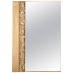 Miroir mural italien sculpté en bronze du milieu du siècle dernier, signé Angelo Brotto