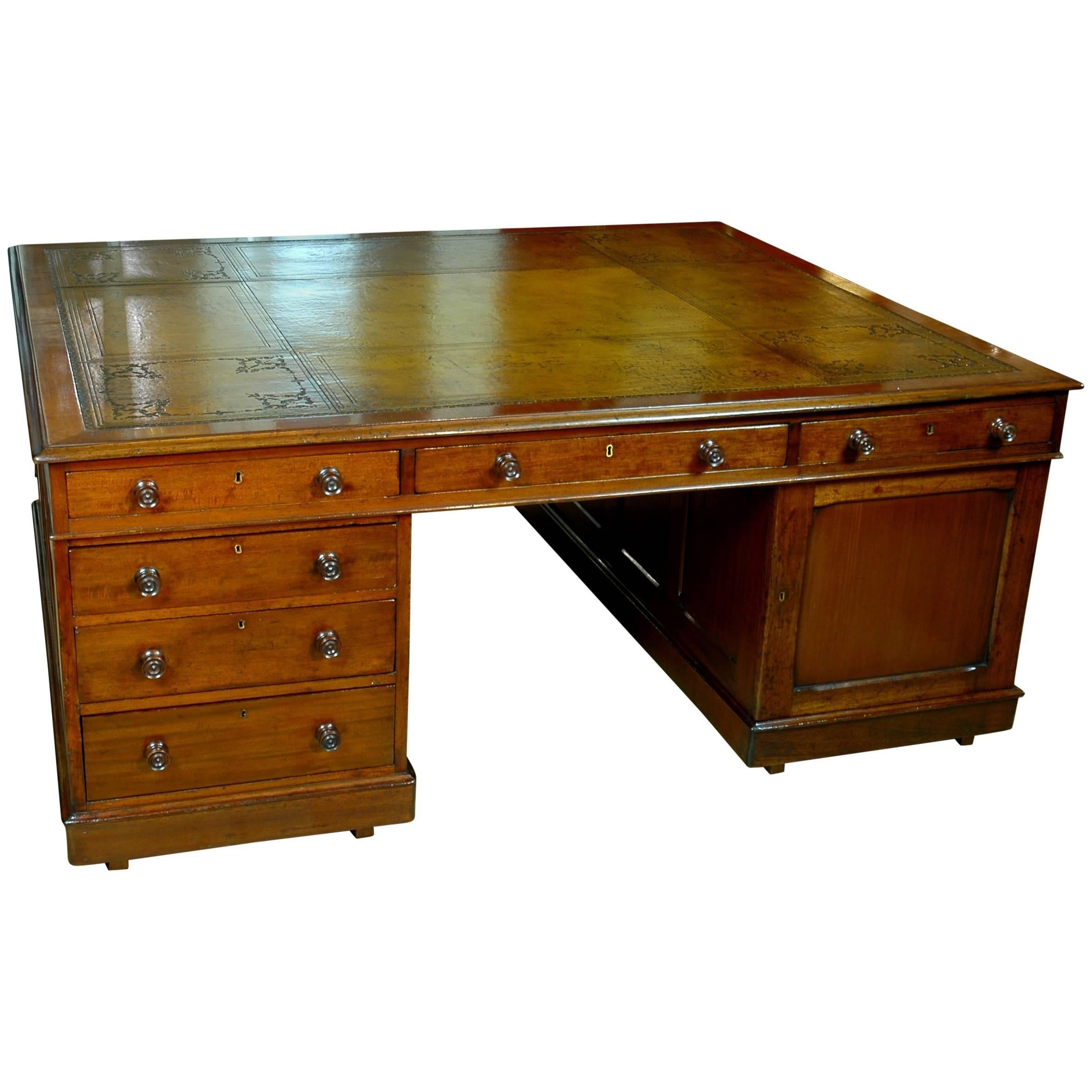 Big 19th Century, Victorian Mahogany Partners Desk