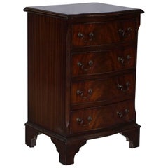 Lovely Sized Flamed Hardwood Side Table Bank / Chest of Drawers Campaign Style