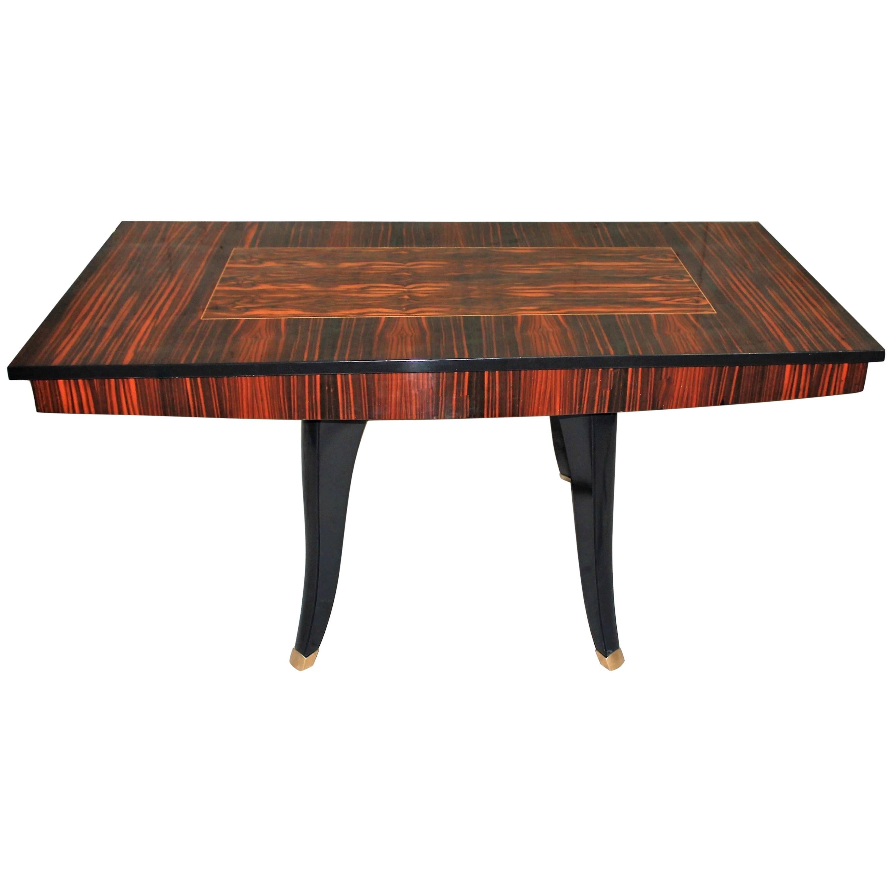 Monumental French Art Deco Macassar Centre Table or Dining Table, circa 1940s