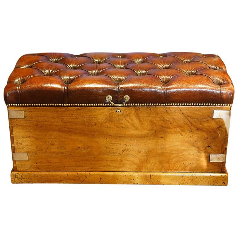 Victorian Leather Camphorwood Ottoman
