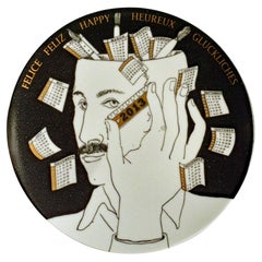 Fornasetti Porcelain Calendar Plate 2013, Self Portrait, Number 398 of 700 Made