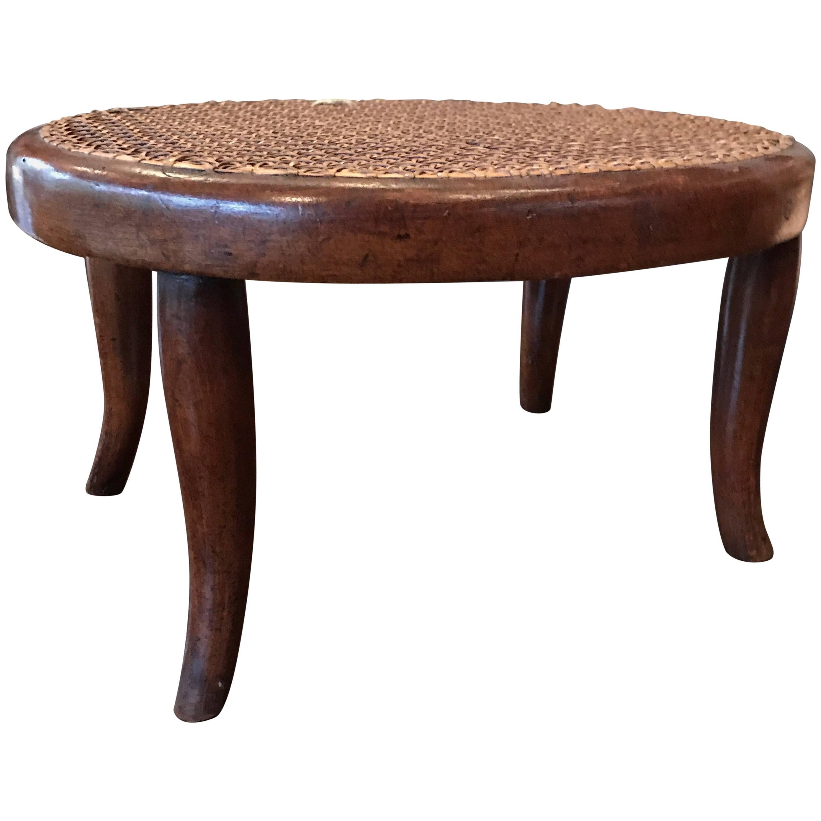 Thonet Footstool Rests off First Label, circa 1875 Caning Intact For Sale