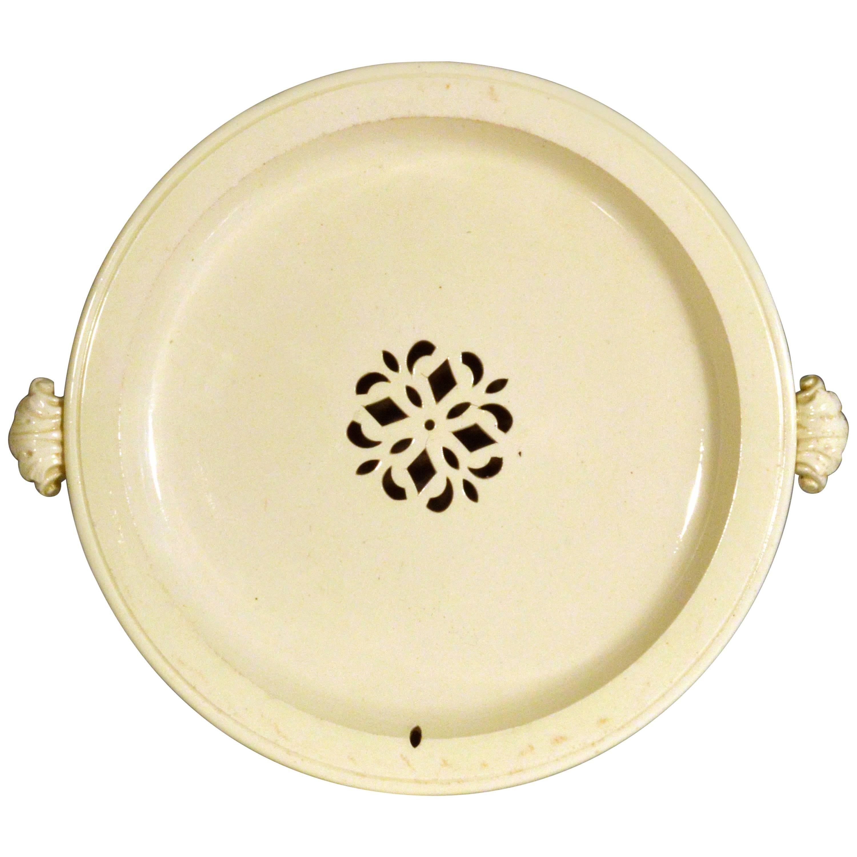 18th-Century English Plain Creamware Hot Water Plate