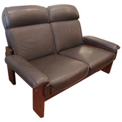 High Back Leather Loveseat