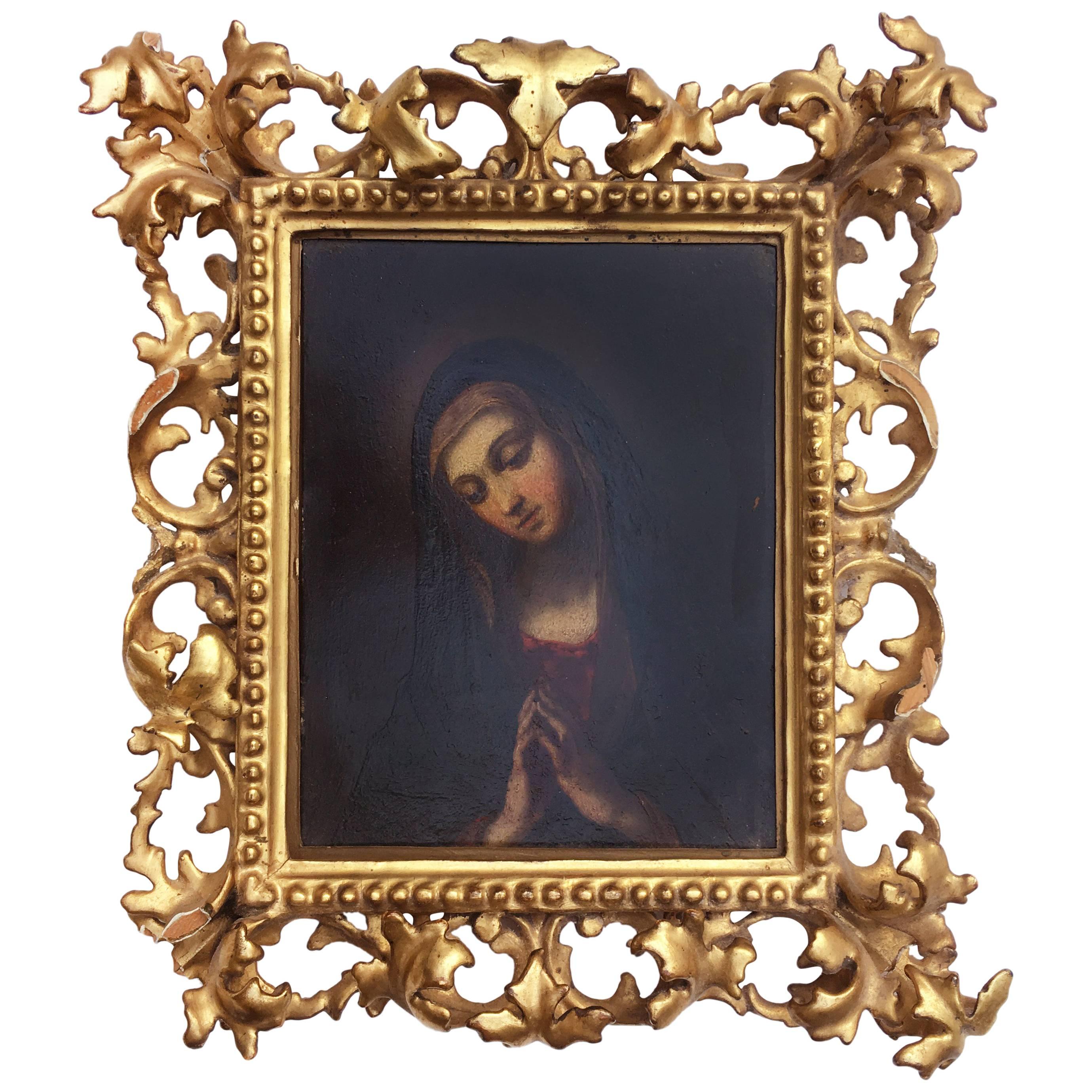 Early 18th Century Oil Painting of Madonna in the Manner of Bellini