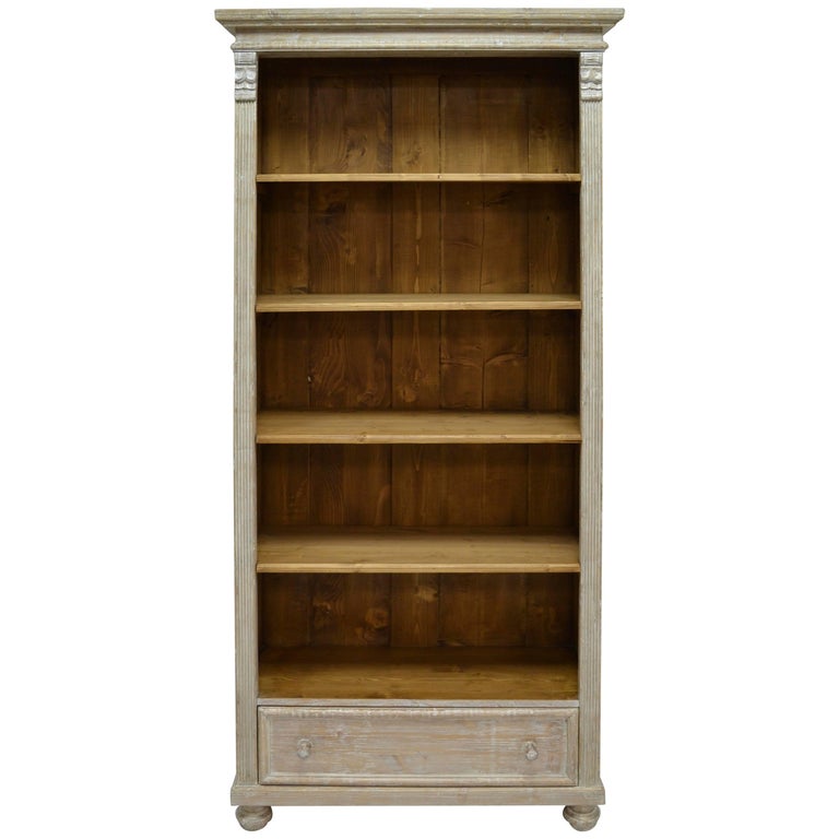 Pine Open Bookcase with Drawer at 1stdibs