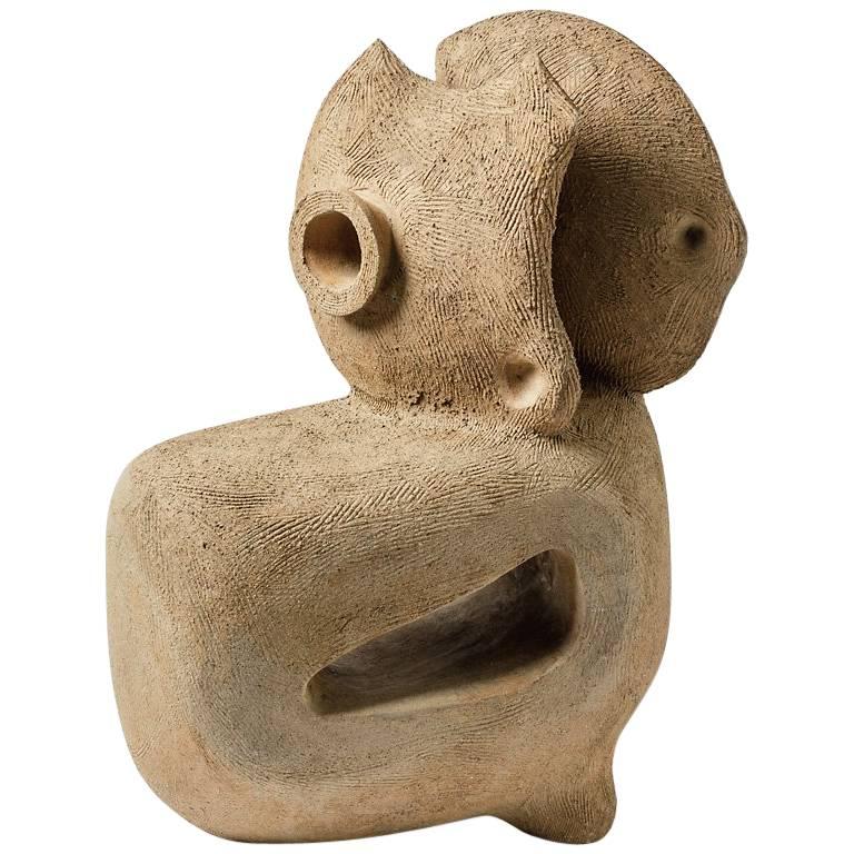 Zoomorphic Ceramic Sculpture by Michel Lanos, circa 1980-1990