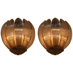 Pair of Tulip Shaped Crystal Wall Sconces Attributed to Baguès