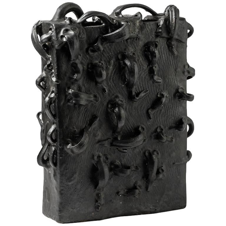 Vase en céramique à glaçure noire de Michel Lanos, vers 19801990