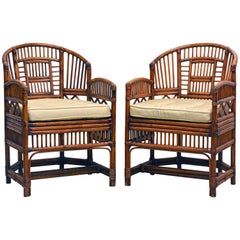 Paire de fauteuils Vintage Brighton Pavilion Style Chinoiserie Chippendale Bambou