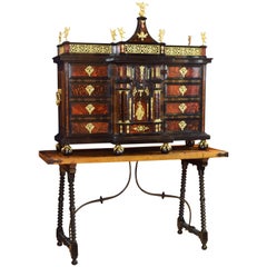 Antique Italian Cabinet with Table, 17th Century