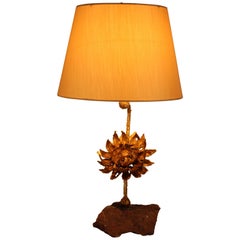 French Handmade Gilt Bronze Sculpture Table Lamp