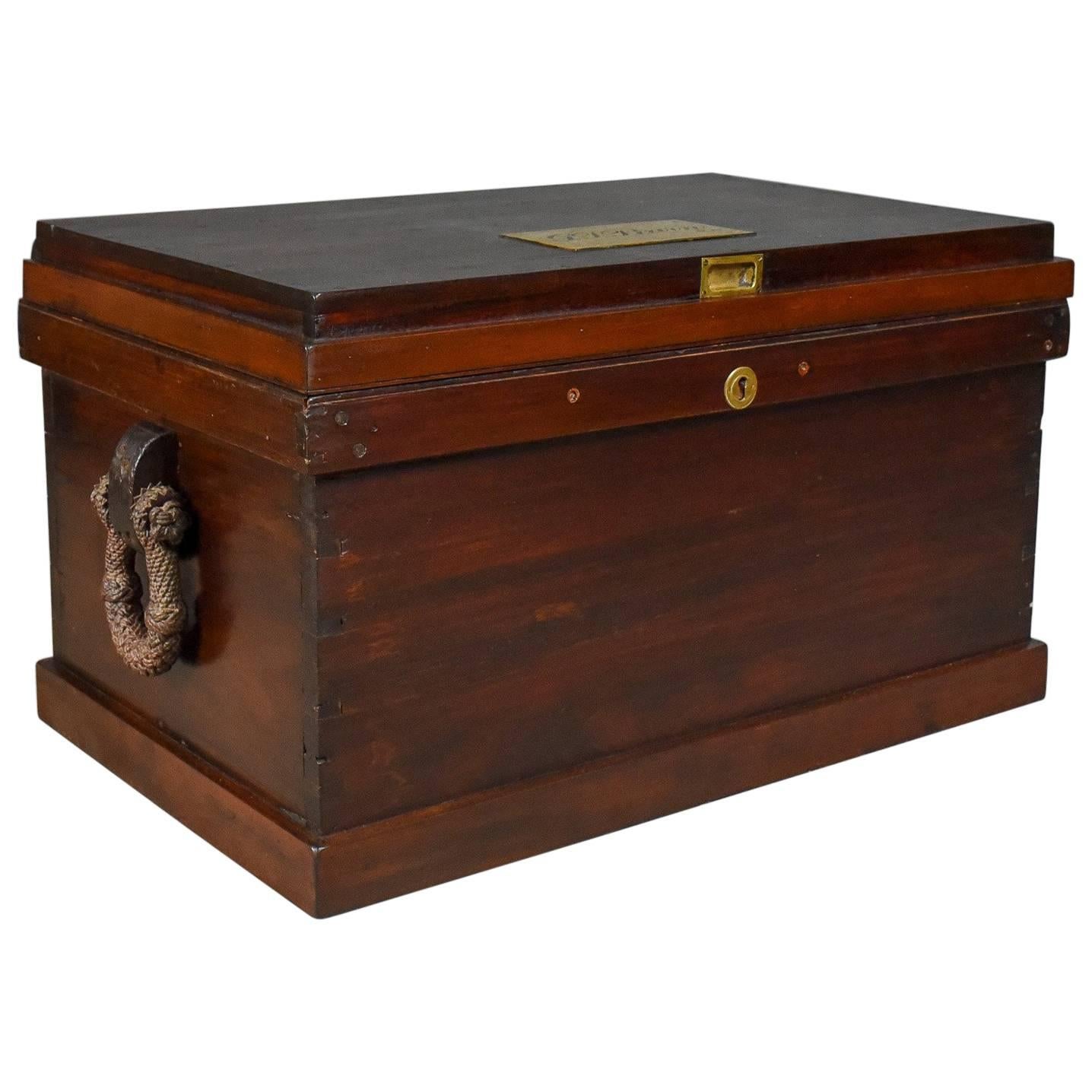 Antique Royal Navy Officer's Trunk, Early 19th Century Mahogany Chest circa 1800