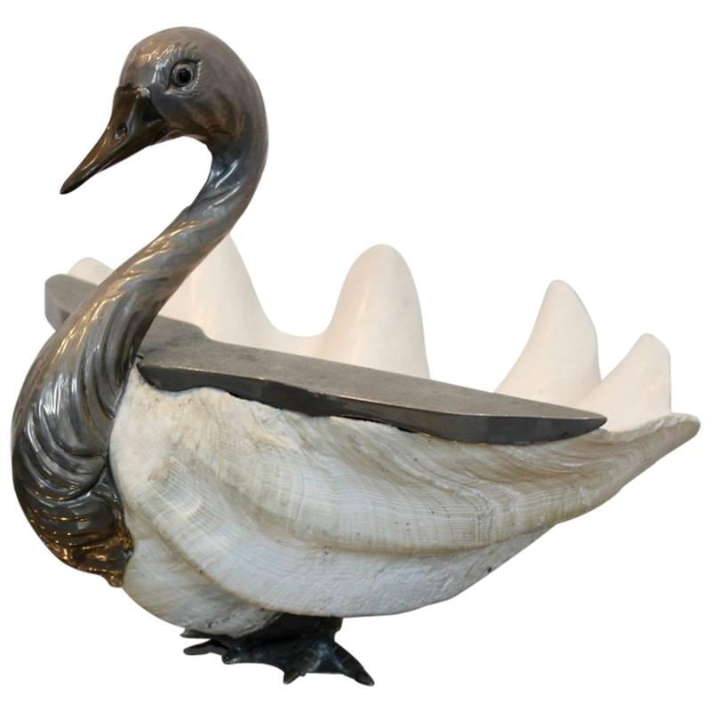 Italian Giant Clamshell Swan by Gabriella Binazzi For Sale