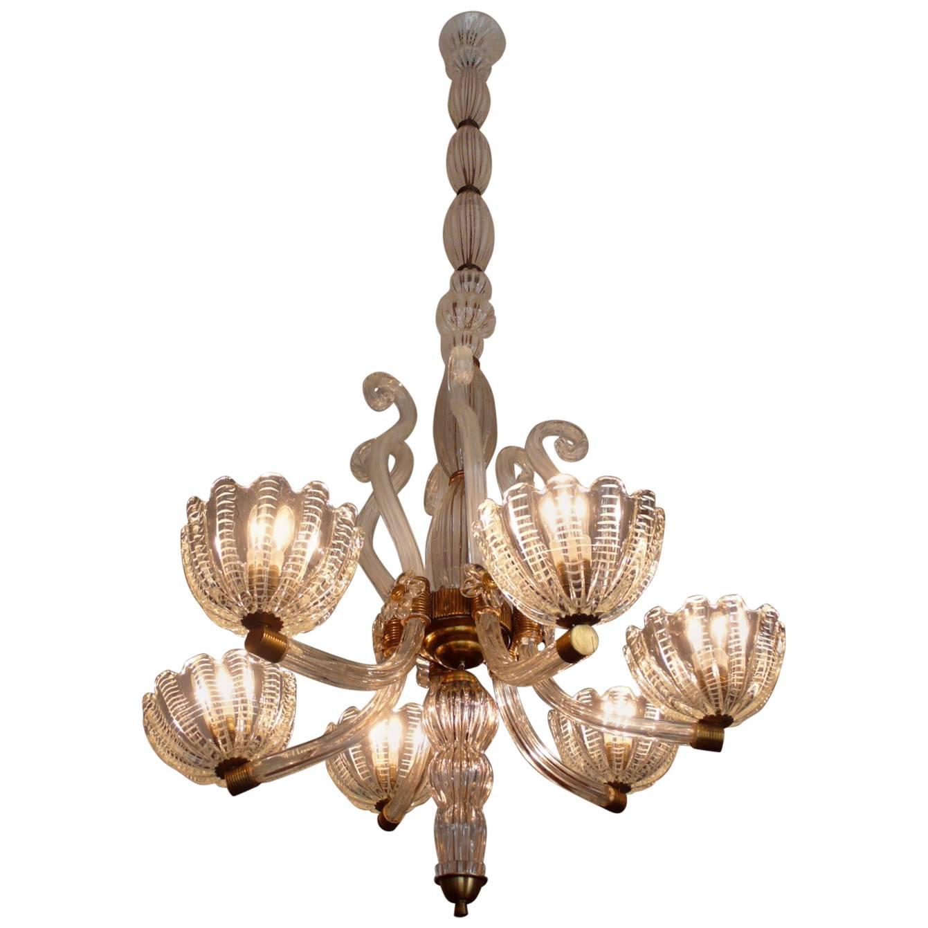 Royal Chandelier by Barovier & Toso, Murano, 1940s