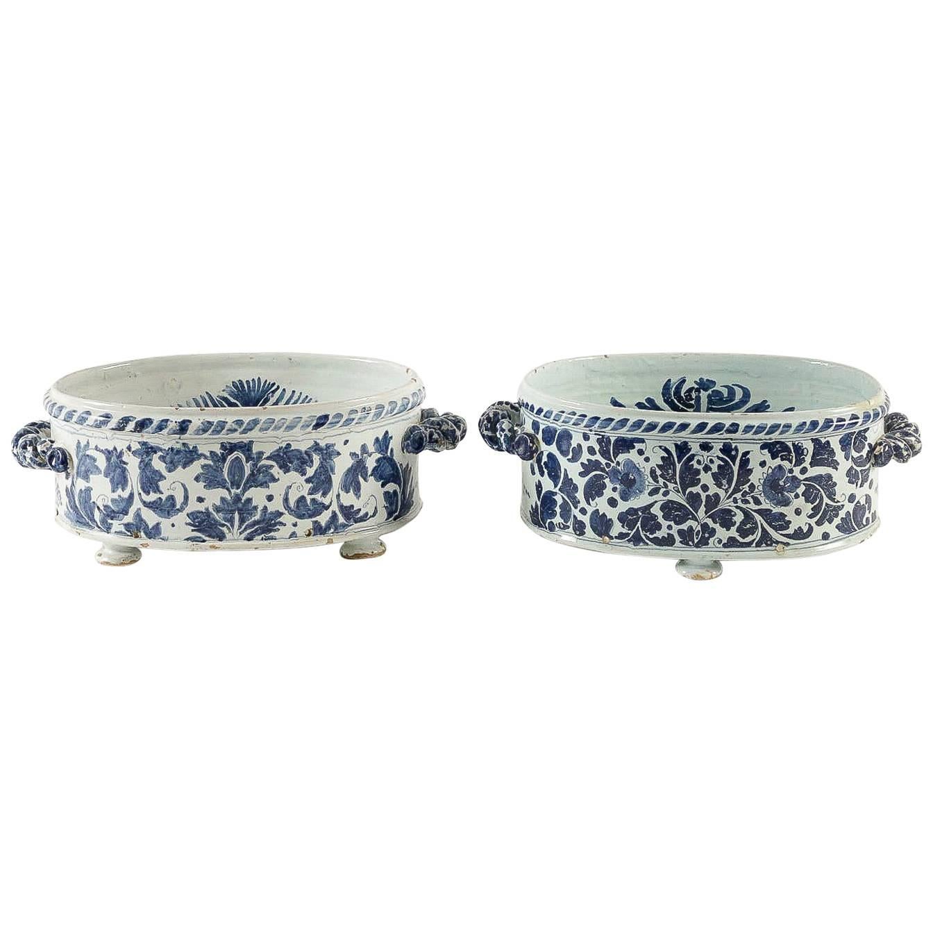 Late-17th Century, French Set of Planters, Nevers Faience circa 1690