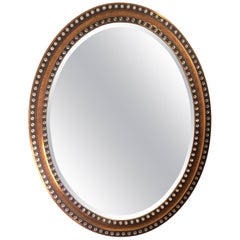 Glamorous English Regency Style Oval Mirror with Faceted Stones