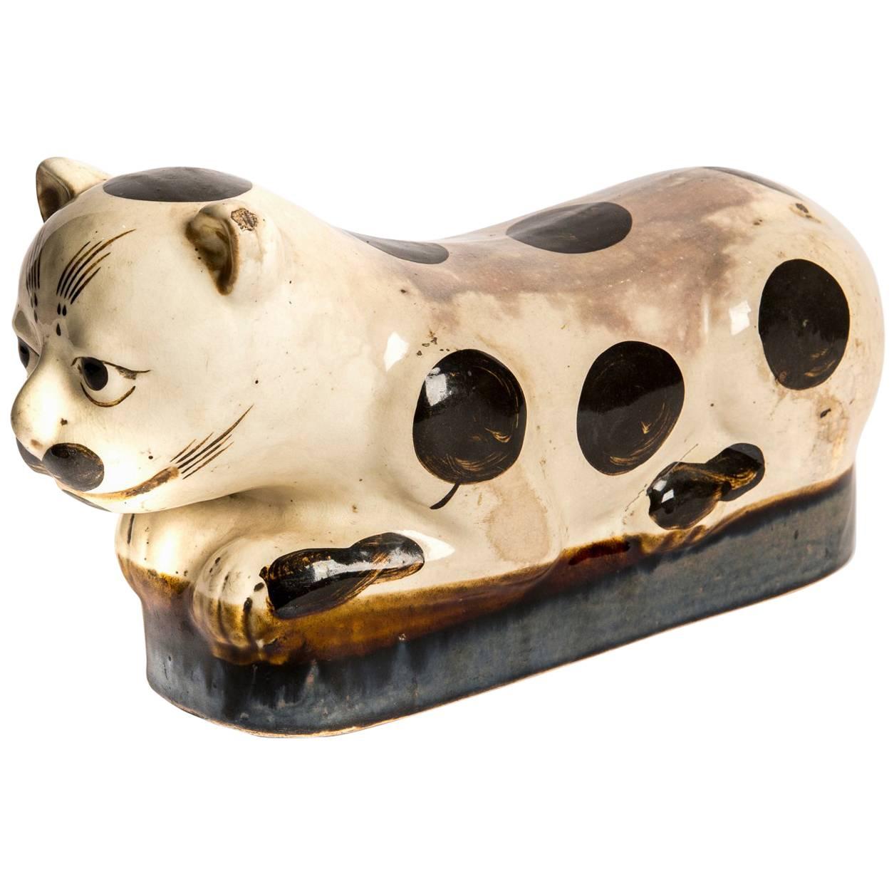 Chinese Porcelain Cat Pillow, Mid-19th Century