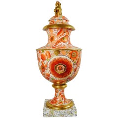 English Regency Period Porcelain Massive Urn and Cover, 1820-1835