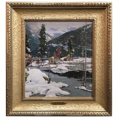 Aldro Thompson Hibbard Impressionist Oil Painting of a Winter Landscape