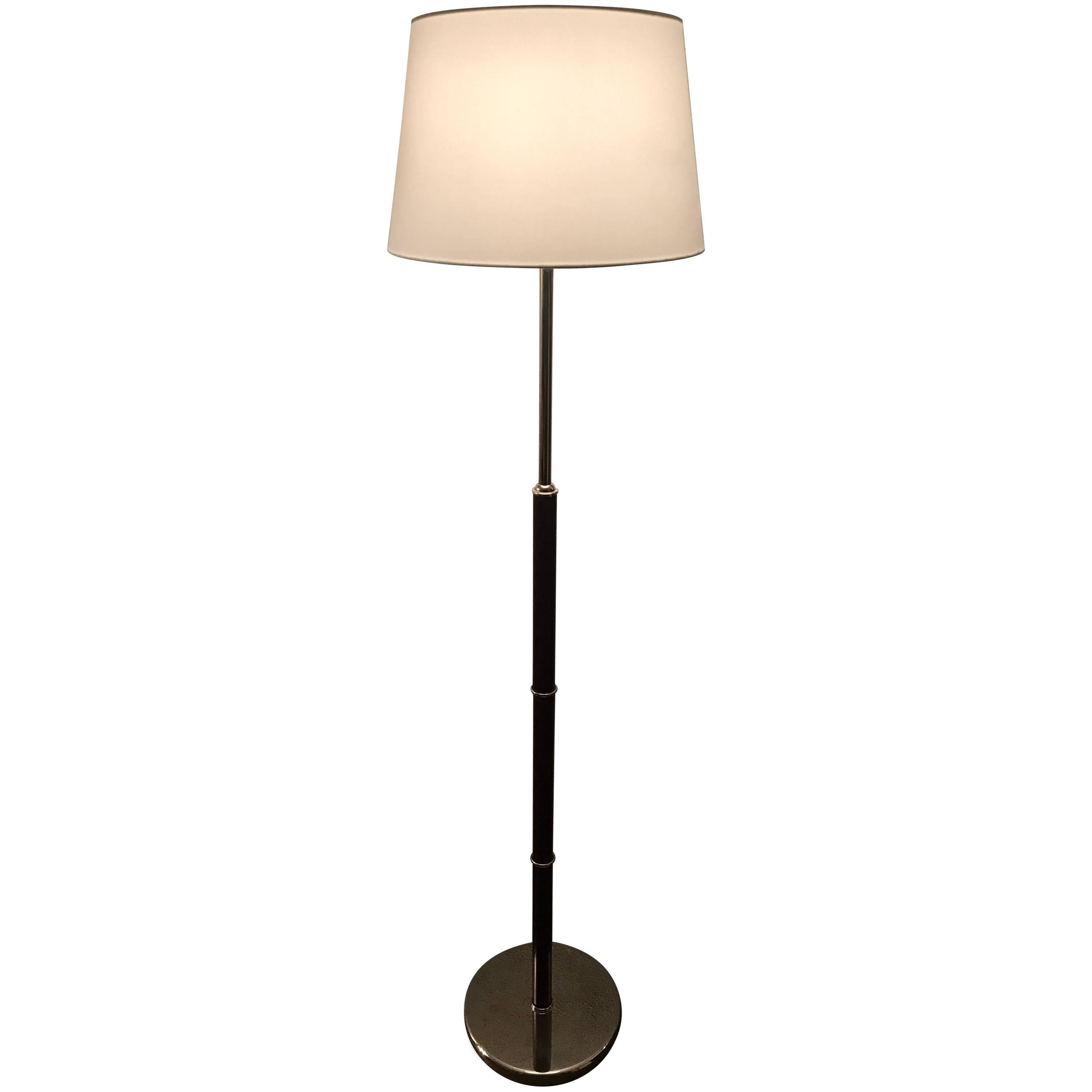 Rare Swedish Cherrywood and Steel Floor Lamp Made by Belid AB, 1980 For Sale
