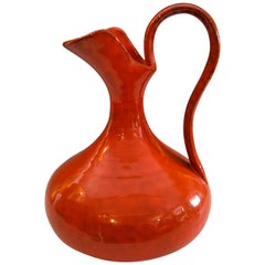 Vintage Italica Ars Italian Pottery Atomic Orange Pitcher Bitossi Raymor Vase