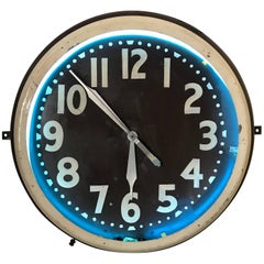 Classic American Art Deco Neon Clock, Cleveland Clock Co.