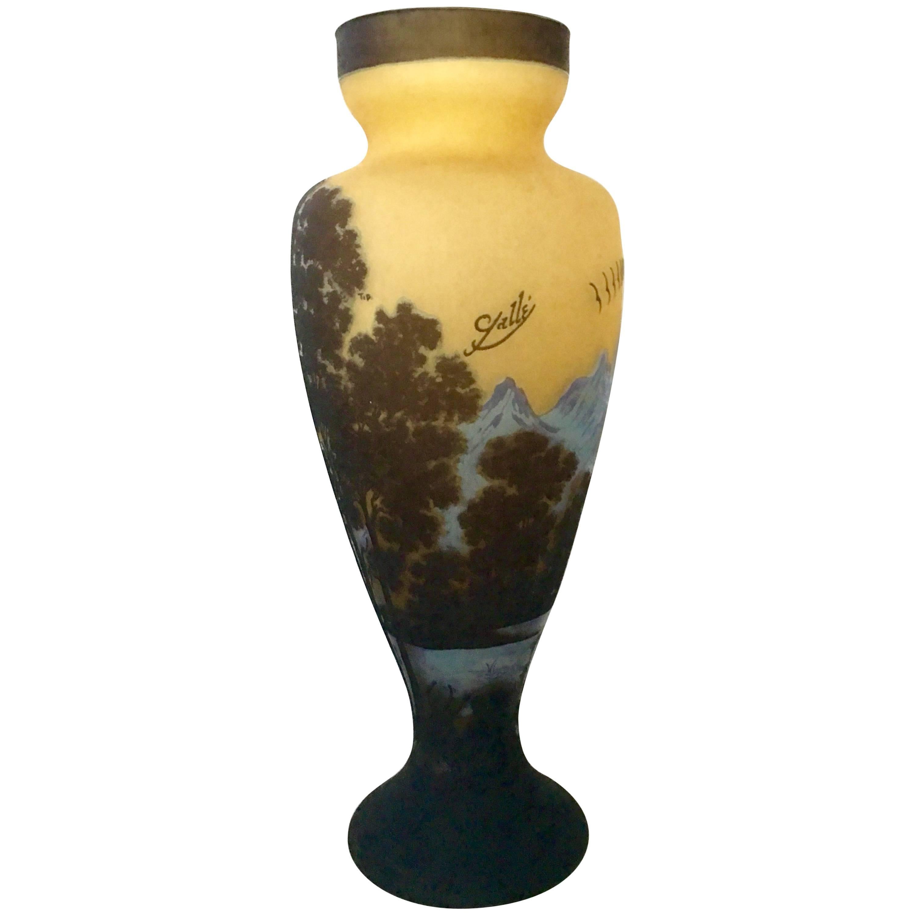 20th Century Monumental Romanian Art Glass Cameo Vase