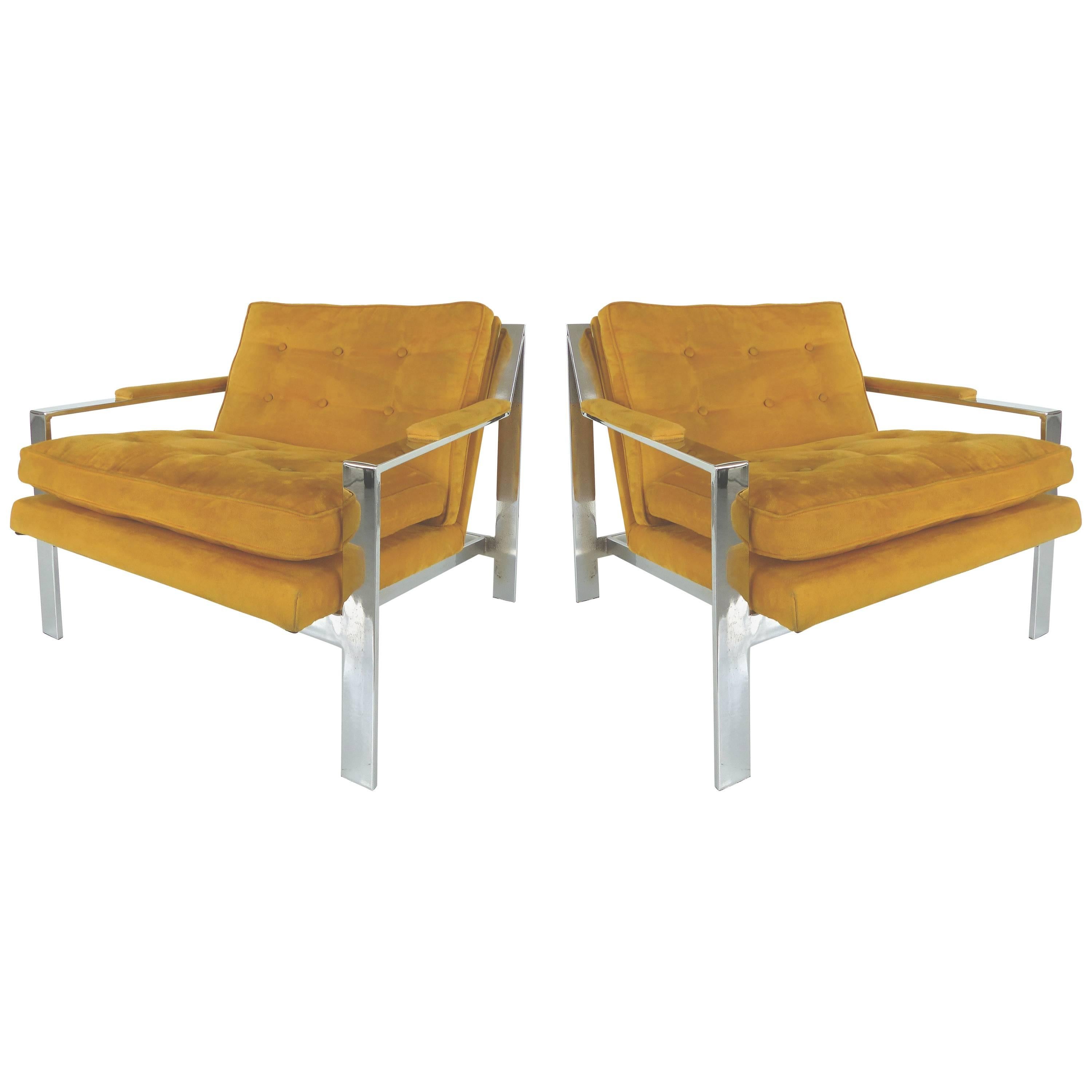 Pair of Mid-Century Modern Chrome Chairs By Cy Mann