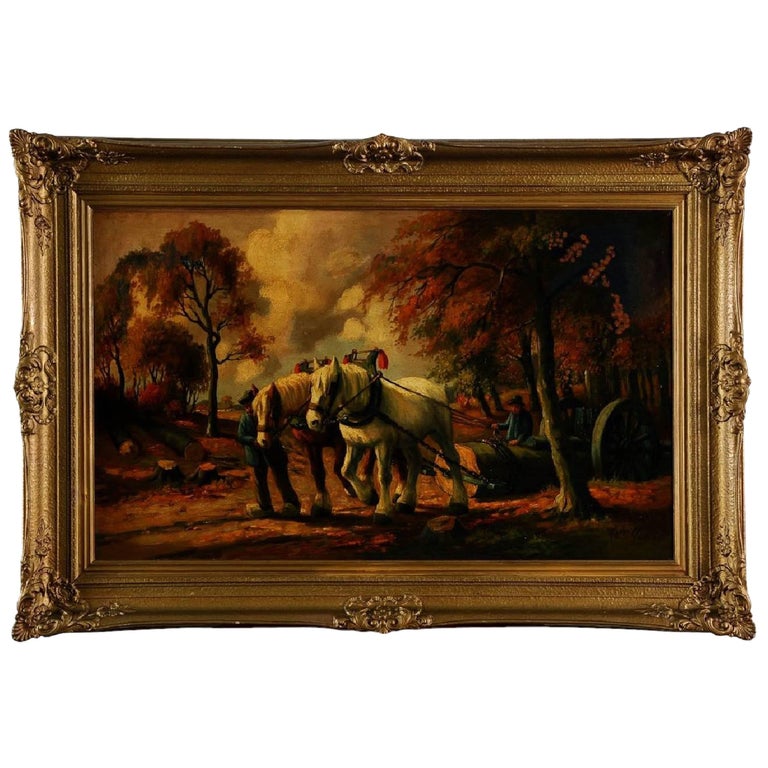 Large Oil on Canvas by Anton Muller For Sale at 1stdibs