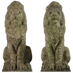 Vintage Pair of Small Mid-20th Century Lion Statues