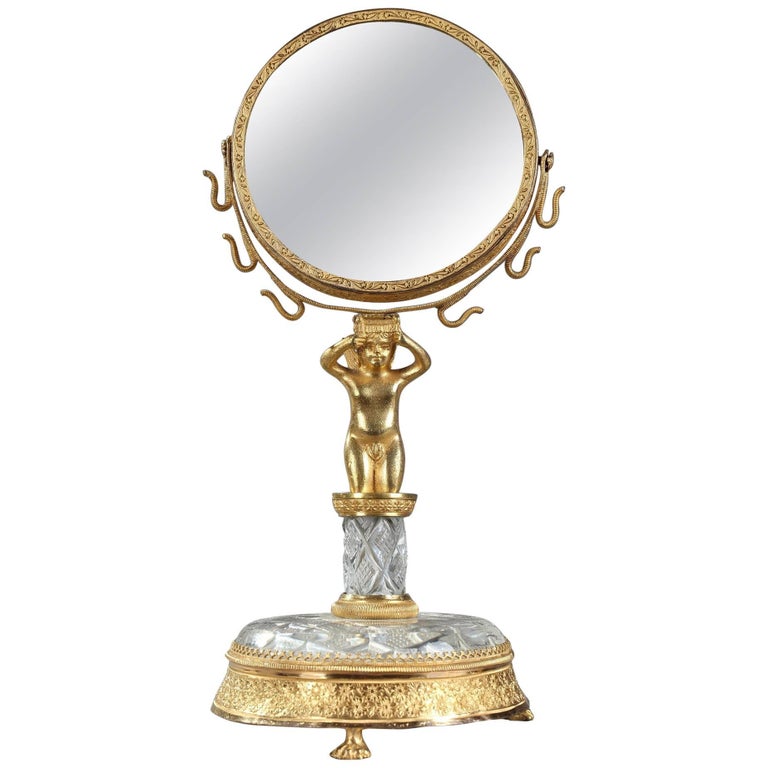 Charles X Gilt Bronze And Cut Crystal Pivoting Mirror Ring Holder Charles X Gilt Bronze And Cut Crystal Pivoting Mirror Ring Holder For At 1stdibs